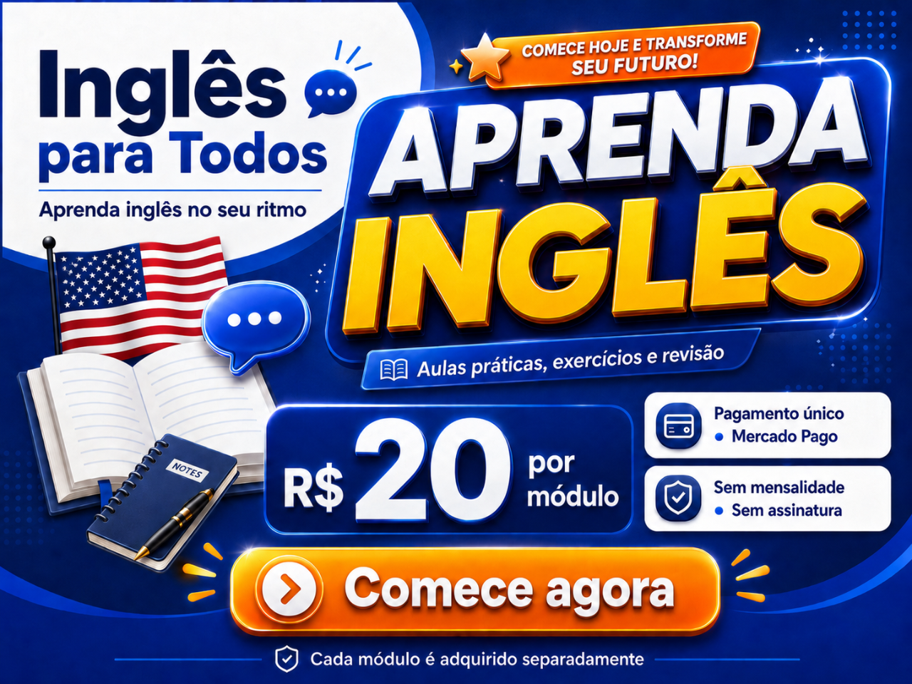 Aplicativo Aprenda Inglês — Do básico ao avançado - 